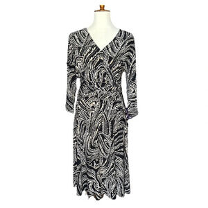 Vintage Evan Picone Faux Wrap Dress Size 12, V-Neck, Midi, Lightweight, Summer